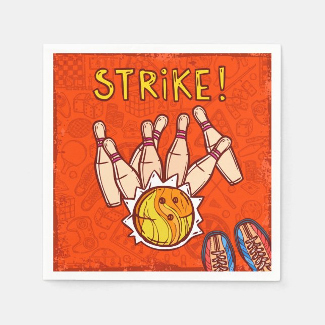 Serviette En Papier Bowling pin bowling thème anniversaire fête (Devant)