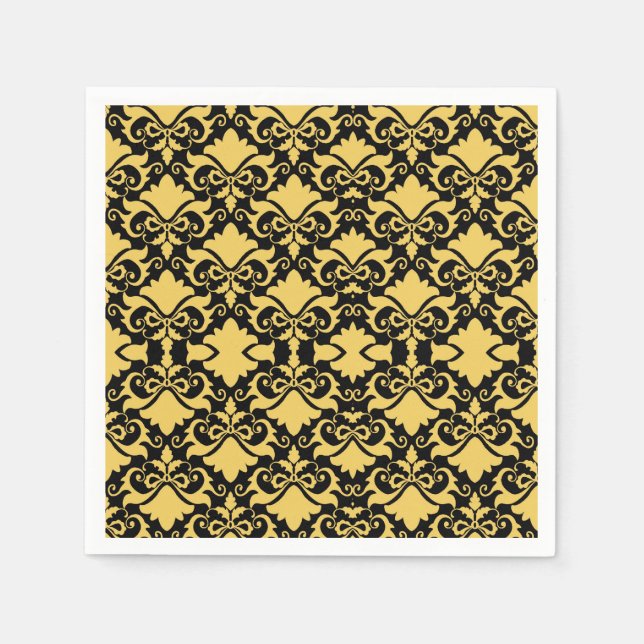 Serviette En Papier Bows de nuit dorée (Devant)