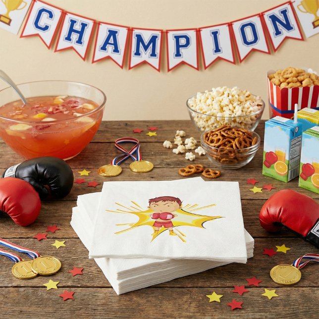 Serviette En Papier Boxer pour enfants en gants et shorts rouges (Créateur téléchargé)