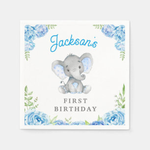 Serviette En Papier Boy Elephant 1er Anniversaire Fête Little Peanut