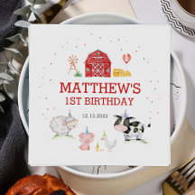 Boy Farm Animaux Red Anniversaire