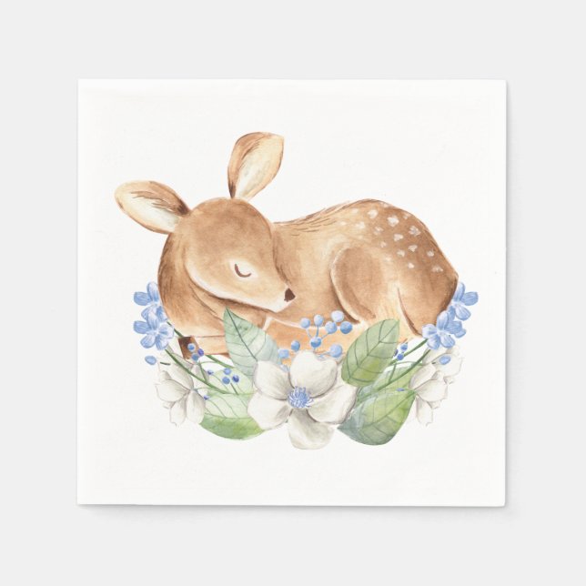 Serviette En Papier Boy Woodland Deer Baby shower papier serviettes (Devant)
