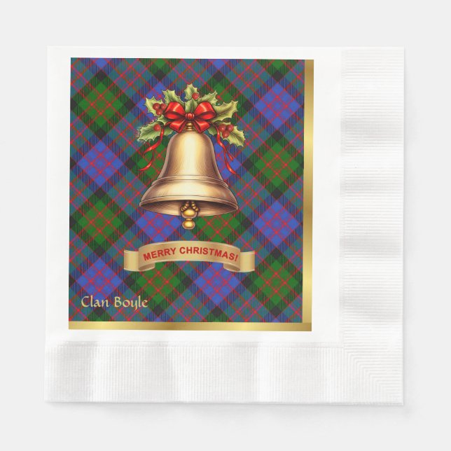 Serviette En Papier Boyle Personnalisé Tartan Christmas (Devant)