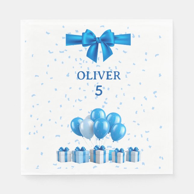 Serviette En Papier Boys Birthday Luncheon Napkins - Gift Box Design (Devant)