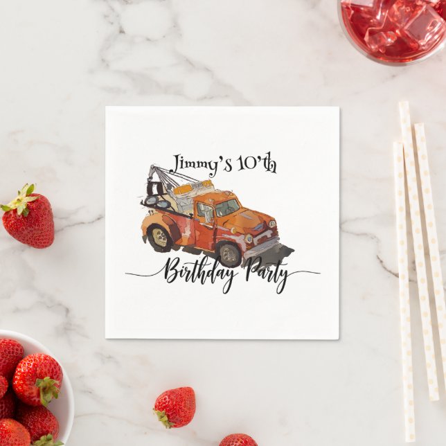 Serviette En Papier Boys birthday party with wrecker (En situation)