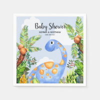 Boys Cute Watercolor Dinosaur Jungle Baby shower