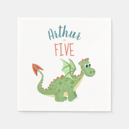 Serviette En Papier Boys mignon Dragon Vert Toddler Anniversaire