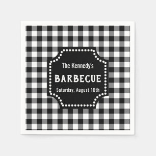 Serviette En Papier BQ En vichy Noir Et Blanc