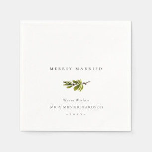 Serviette En Papier Branche de pin minimal Noël Merrily mariée