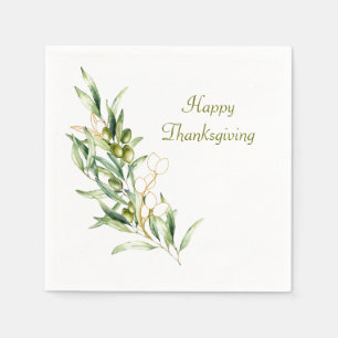 Serviette En Papier Branche d'olive aquarelle