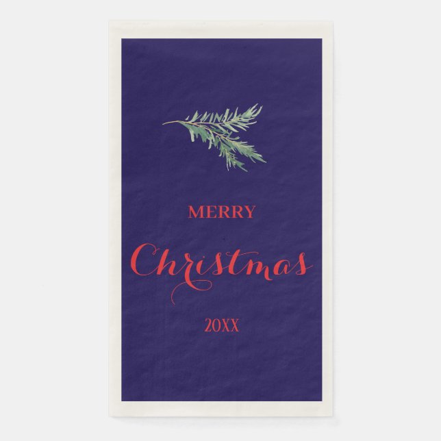 Serviette En Papier Branche moderne de sapin pour Noël (Devant)