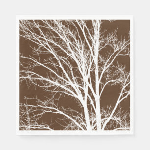 Serviette En Papier Branches Brown de l'arbre blanc