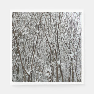 Serviette En Papier Branches couvertes de neige Abstraite hivernale
