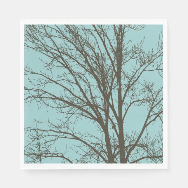 Serviette En Papier Branches d'arbre Brown bleu rustique (Devant)