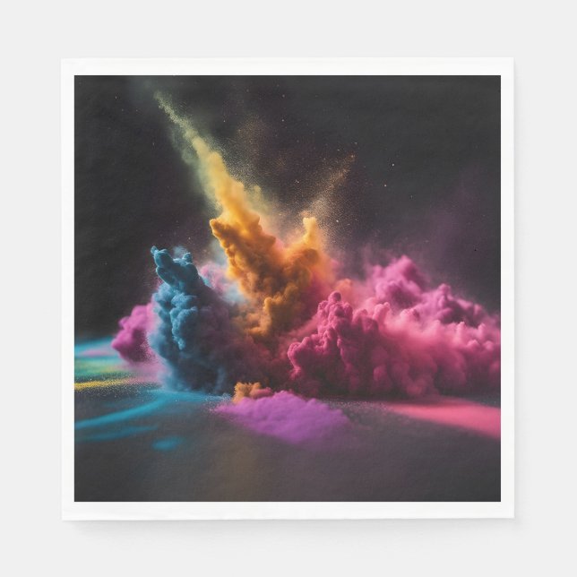 Serviette En Papier Bras en poudre arc-en-ciel sur noir (Devant)