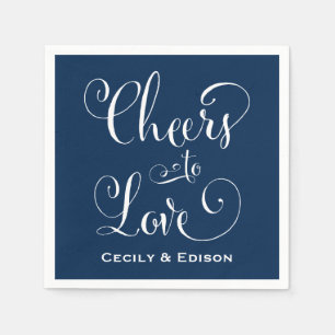 Serviette En Papier Bravo à aimer Marine Mariage Monogramme