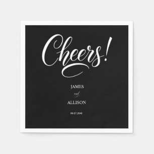 Serviette En Papier "Bravo !" Élégant Script Mariage noir serviettes