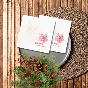 Serviette En Papier Bravo hiver rose flocon poinsettia