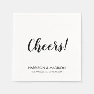 Serviette En Papier Bravo noir stylish script moderne chic mariage