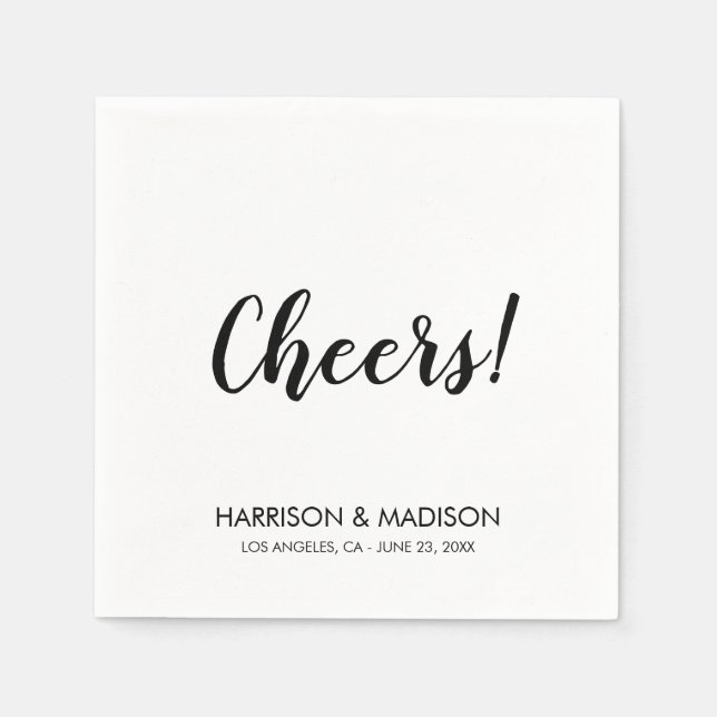 Serviette En Papier Bravo noir stylish script moderne chic mariage (Devant)