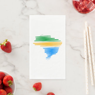 Serviette En Papier Brésil carte frontière avec drapeau brésilien coul