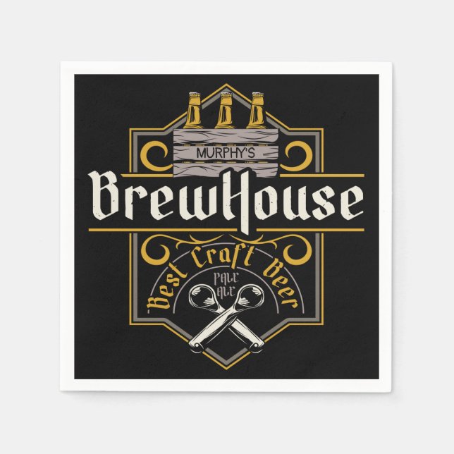 Serviette En Papier BrewHouse personnalisée Meilleure bière artisanale (Devant)