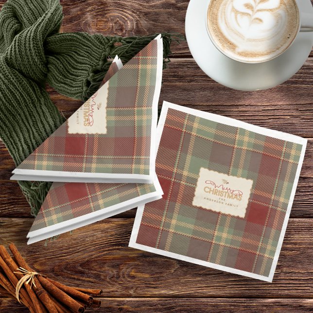 Serviette En Papier Brick rouge Tartan de Noël ID1141A (Créateur téléchargé)