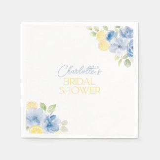 Serviette En Papier Bridal Shower Napkins Main Squeeze Blue Flowers