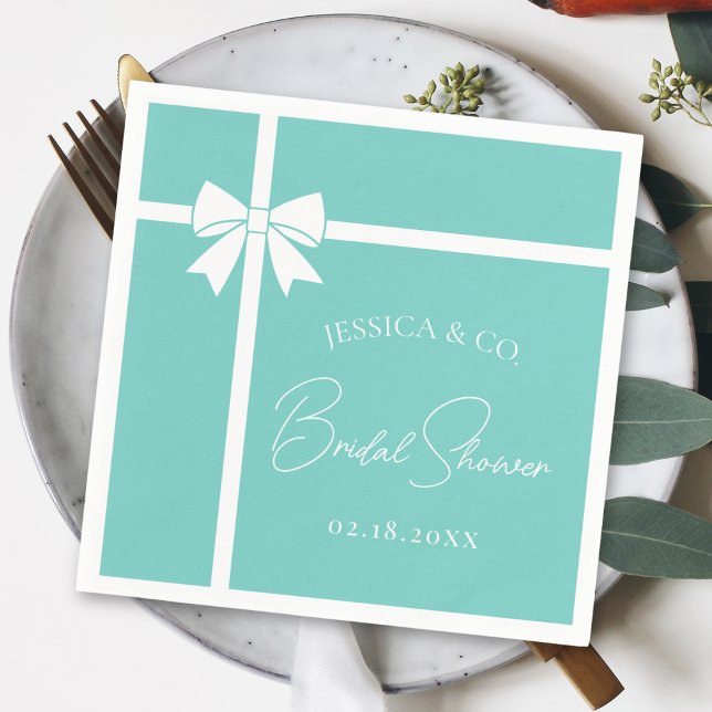 Serviette En Papier Bride & Co Elegant White Bow Ribbon Fête des marié (Créateur téléchargé)