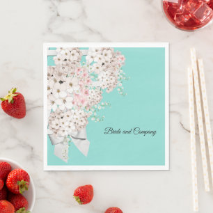 Serviette En Papier BRIDE CO Fleurs & treillis Turquoise Blue Shower P
