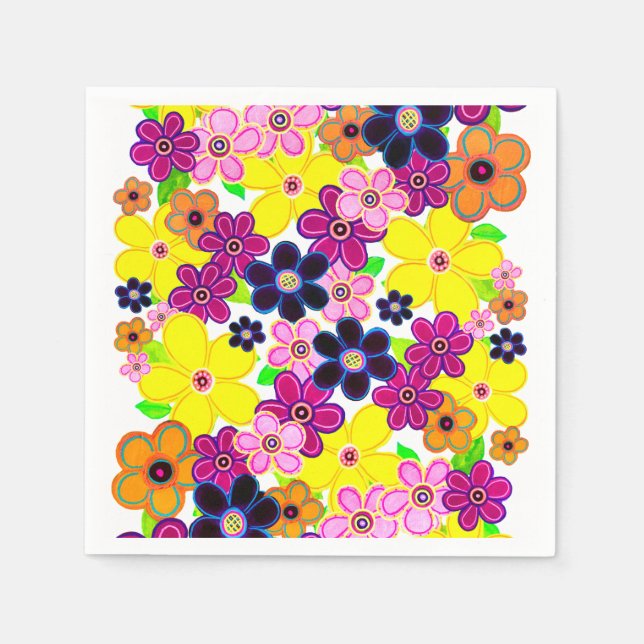 Serviette En Papier Bright Abstrait Flower Art (Devant)