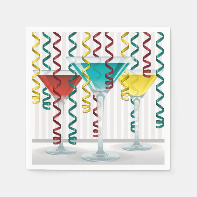 Serviette En Papier Bright cocktail et ruban (Devant)