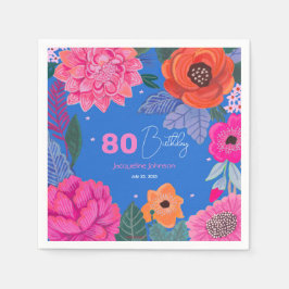 Serviette En Papier Bright Fleur sauvage Pink Blue fête d'anniversaire