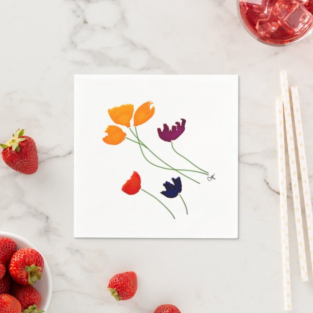 Serviette En Papier Bright Floral Cocktail Napkins (En situation)