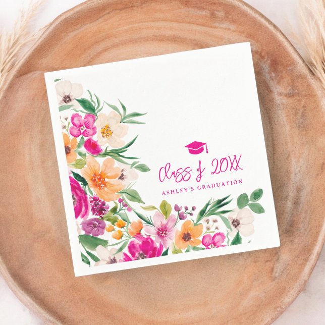 Serviette En Papier Bright hardi diplôme fleur sauvage (Bright bold wildflowers graduation napkins)
