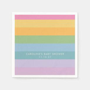 Serviette En Papier Bright Pastel Stripe violet Baby shower personnali