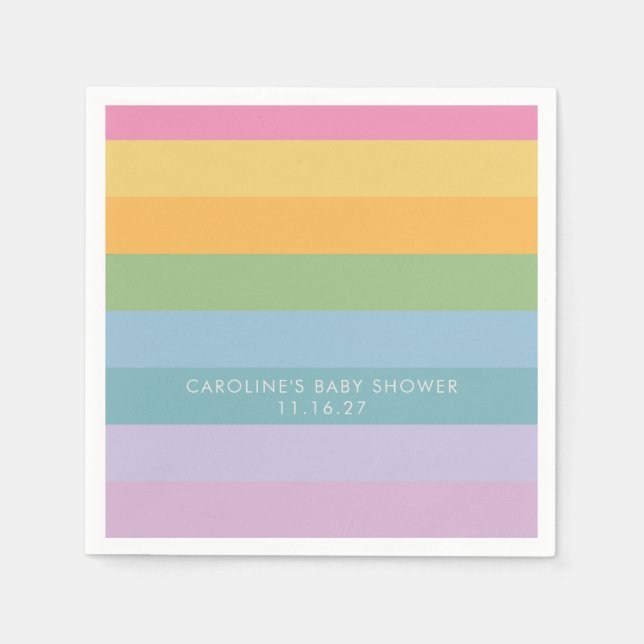 Serviette En Papier Bright Pastel Stripe violet Baby shower personnali (Devant)