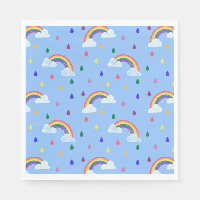 Serviette En Papier Bright Rainbow Coloured Pluie Drops (Devant)