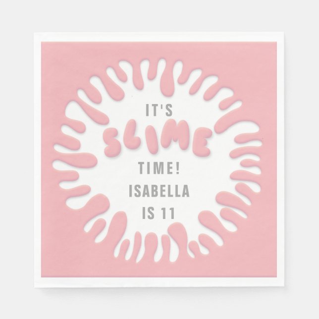 Serviette En Papier Bright rose rose bleu slime fête (Devant)