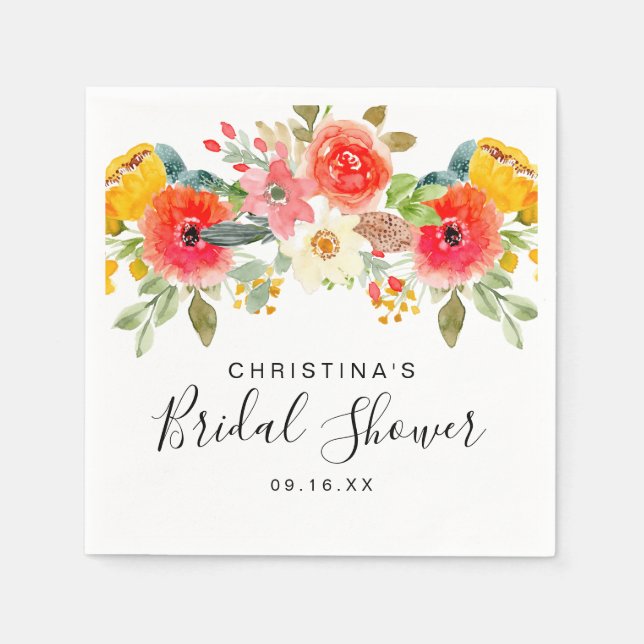 Serviette En Papier Bright Summer Floral Fête des mariées (Devant)
