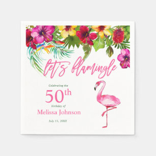 Serviette En Papier Bright Tropical Pink Flamant rose 50e anniversaire