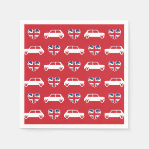Serviette En Papier British Mini Cooper Hearts - Cocktail Rouge servie
