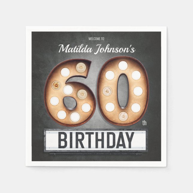 Serviette En Papier Broadway 60e Anniversaire Glamour Marquee Custom (Devant)