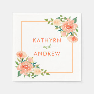 Serviette En Papier Brocher la frontière florale MARIAGE