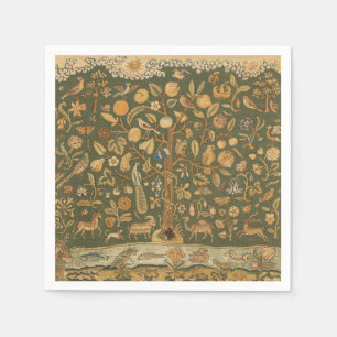 Serviette En Papier Broderie Anglaise Ancienne Arbre de Vie et Licorne