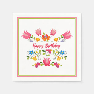 Serviette En Papier Broderie florale serviettes personnalisées