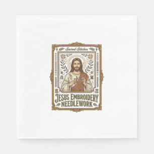 Serviette En Papier Broderie Jésus Travail à l'aiguille Jésus Broderie