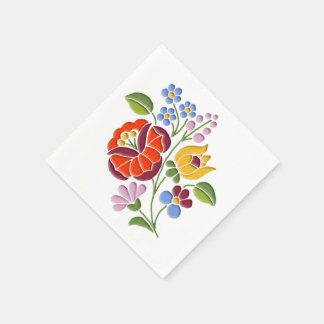 Serviette En Papier Broderie Kalocsa - Motif d'art populaire hongrois