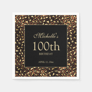 Serviette En Papier Bronze Gold Black Cheetah Leopard 100e anniversair