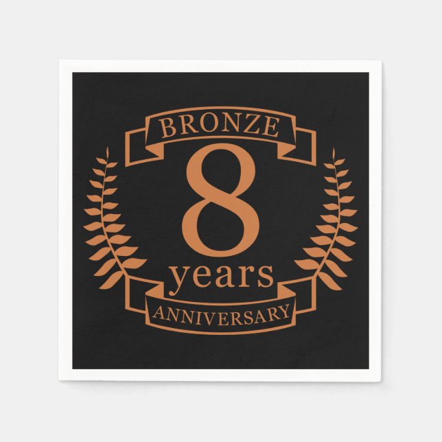 Serviette En Papier Bronze huitième anniversaire mariage 8 ans (Devant)